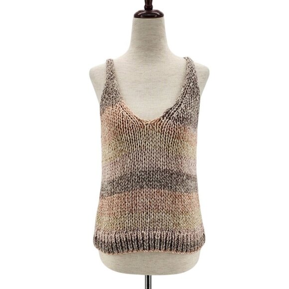 360 Sweater Celestia Stripe Multicolor Chunky Knit Tank Top Womens XS - Picture 1 of 9